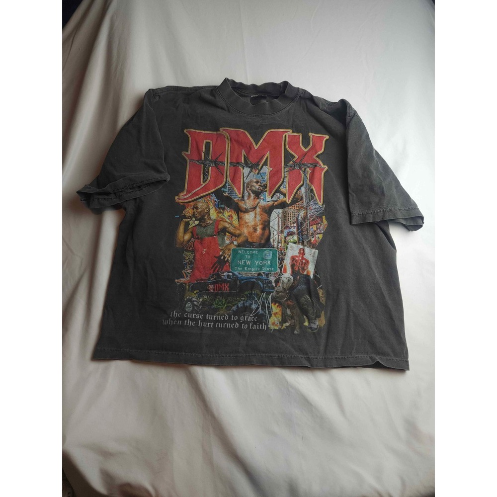 Shaka Wear DMX Graphic T-Shirt Mens Medium Charcoal Grey SuperMAXHeavy Boxy Tee